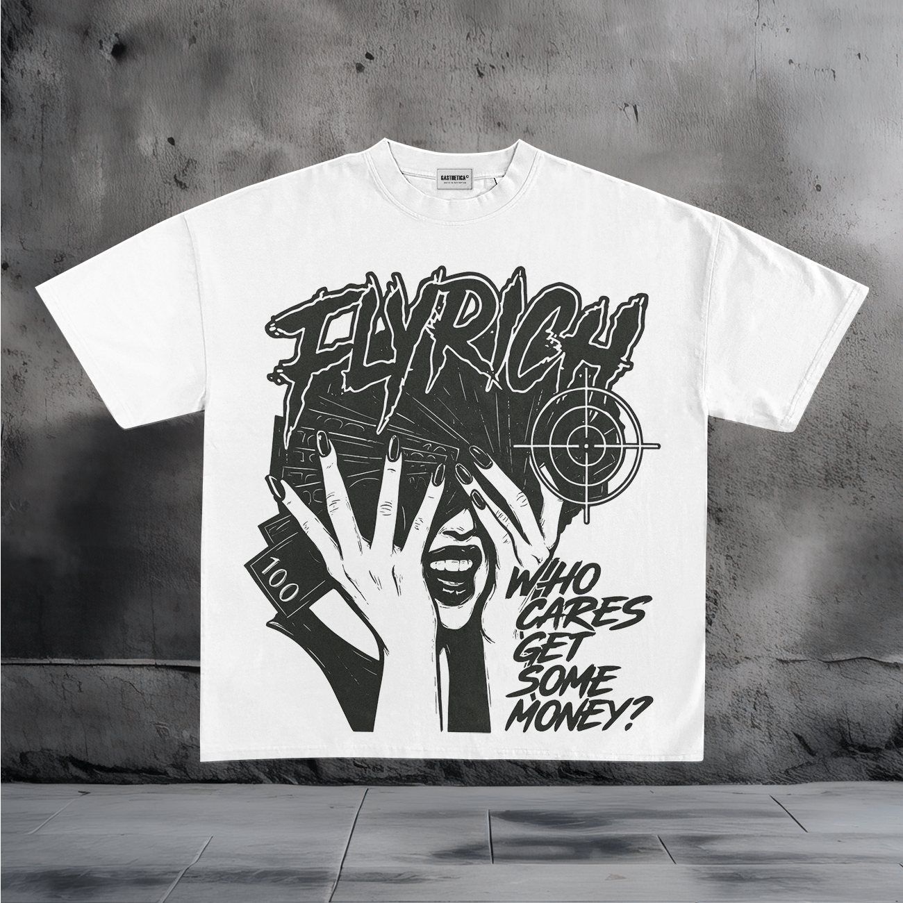 Fly Rich Graphic With Money Print  T-Shirt
