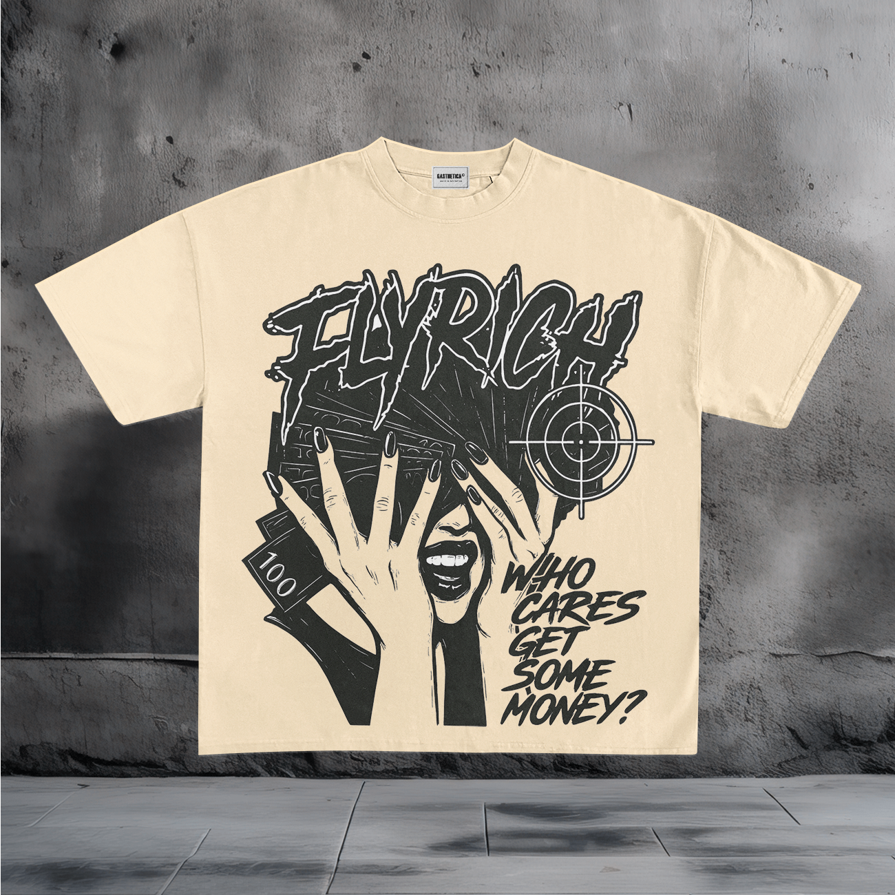 Fly Rich Graphic With Money Print  T-Shirt