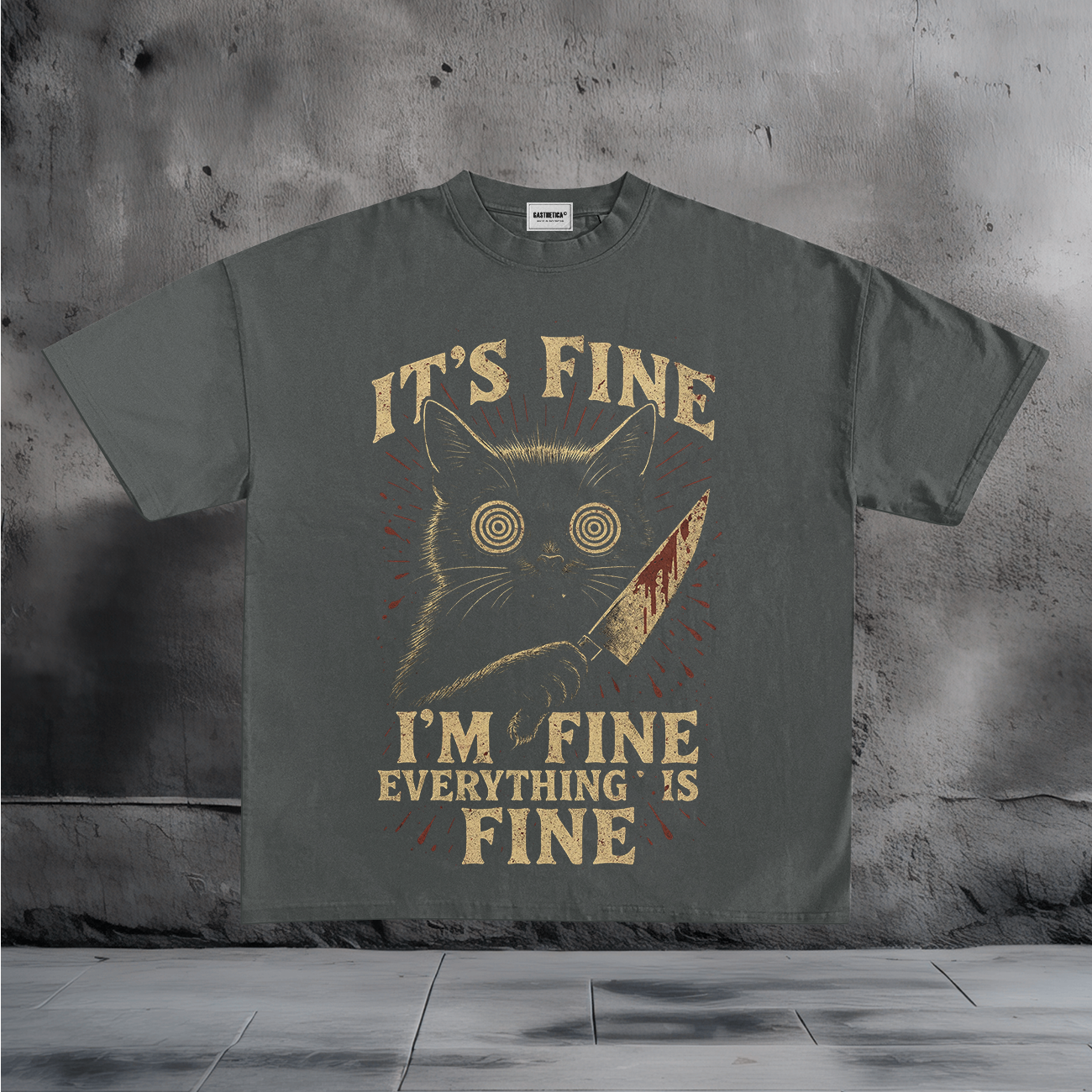 It’s Fine I’m Fine Everything Is Fine Cat Graphic T-Shirt