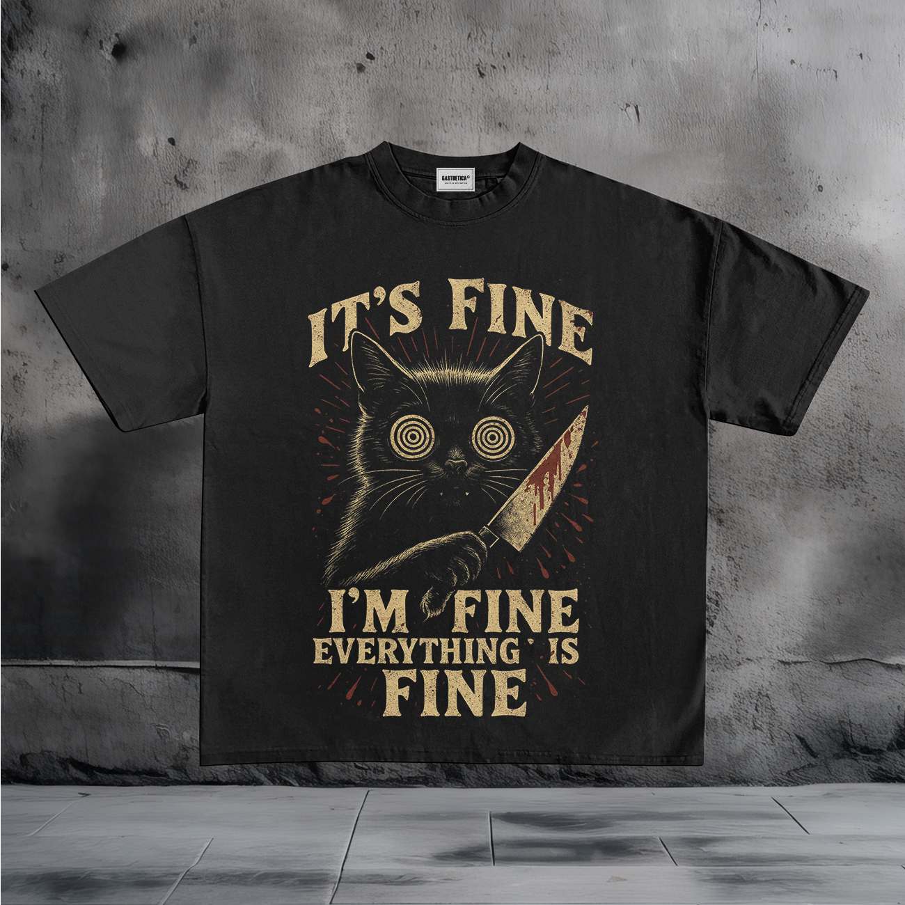 It’s Fine I’m Fine Everything Is Fine Cat Graphic T-Shirt