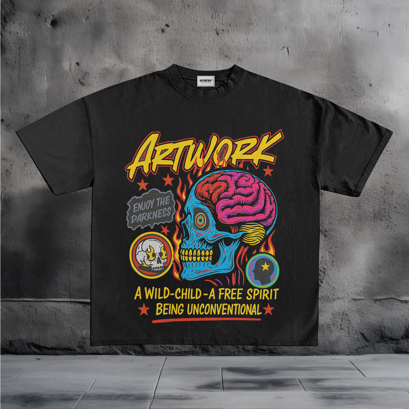 Colorful Skull Artwork Graphic T-Shirt