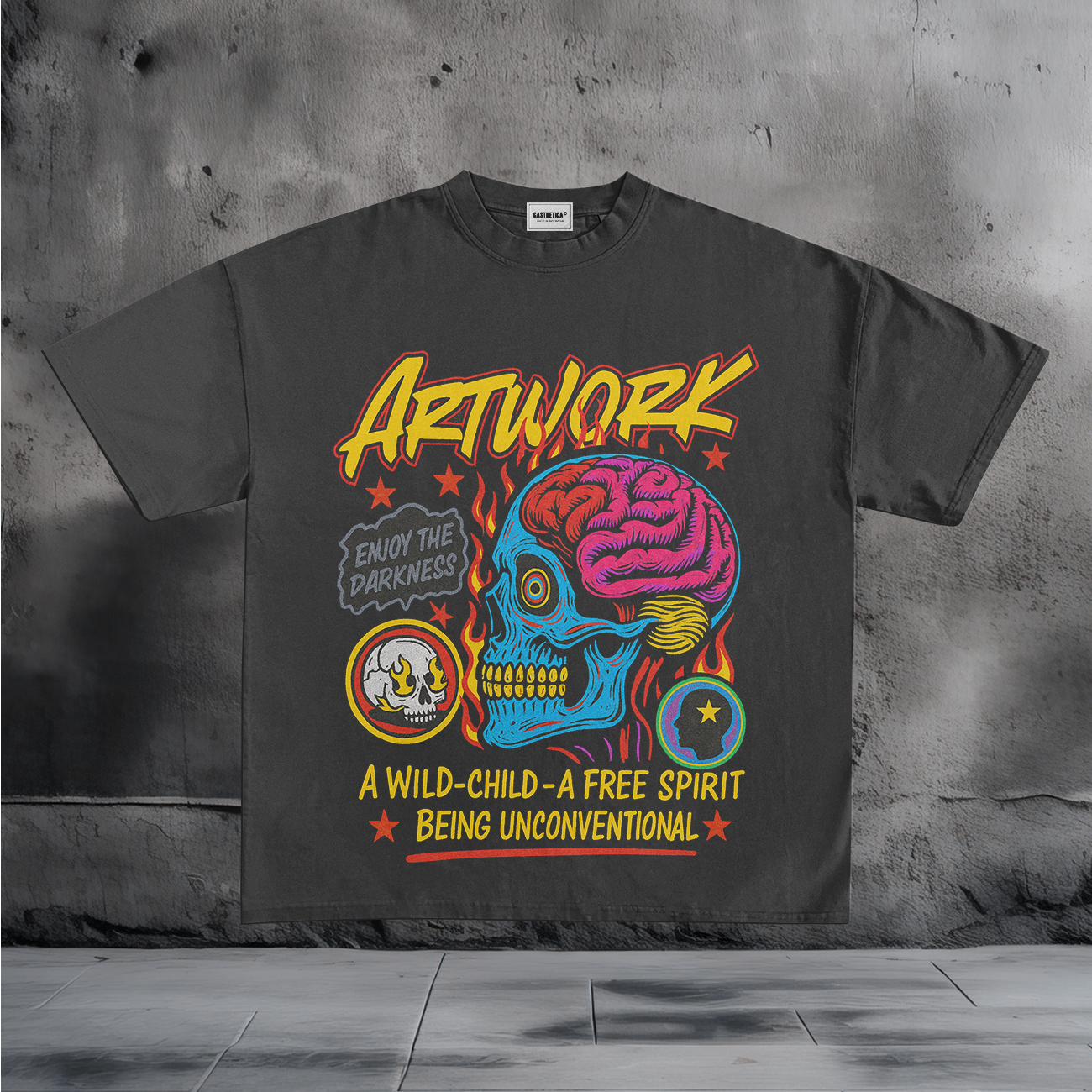 Colorful Skull Artwork Graphic T-Shirt