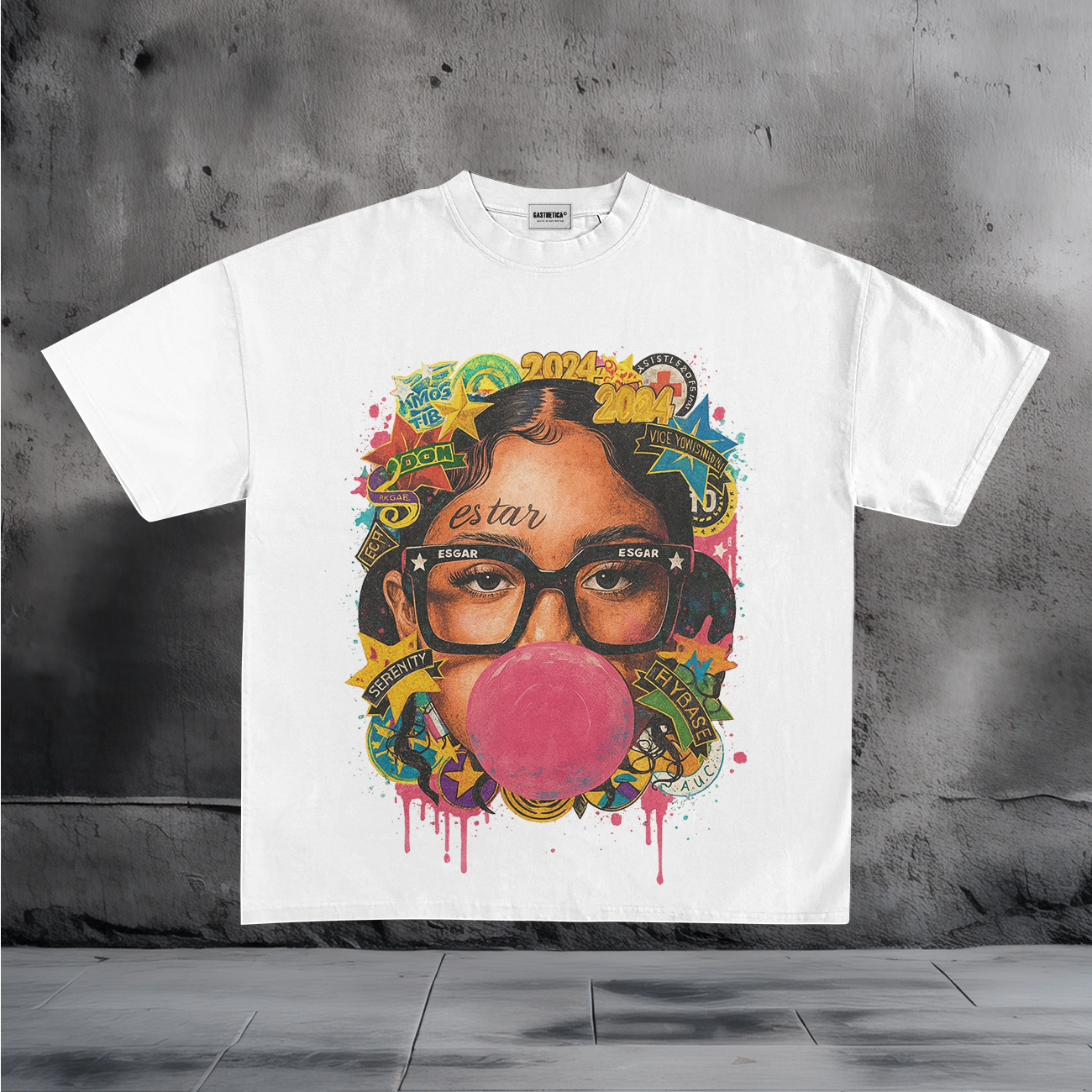Colorful Bubblegum Girl Graphic T-Shirt