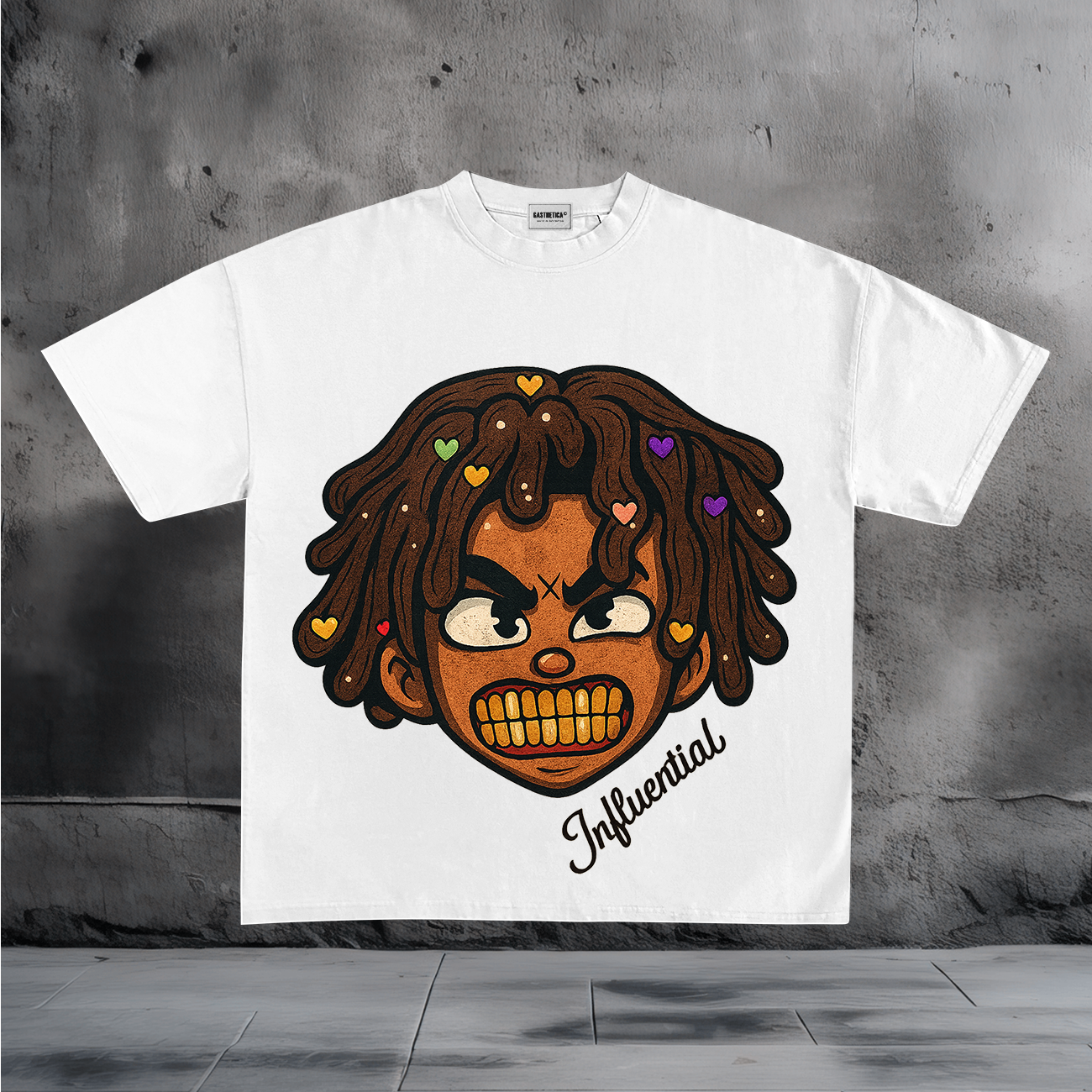 Influential Cartoon Face Graphic T-Shirt