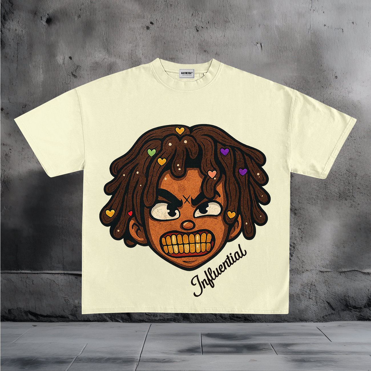 Influential Cartoon Face Graphic T-Shirt