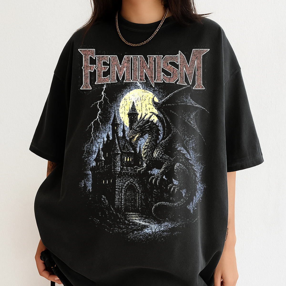 Feminism Dragon T Shirt Gothic Fantasy Castle Graphic Comfort Colors®