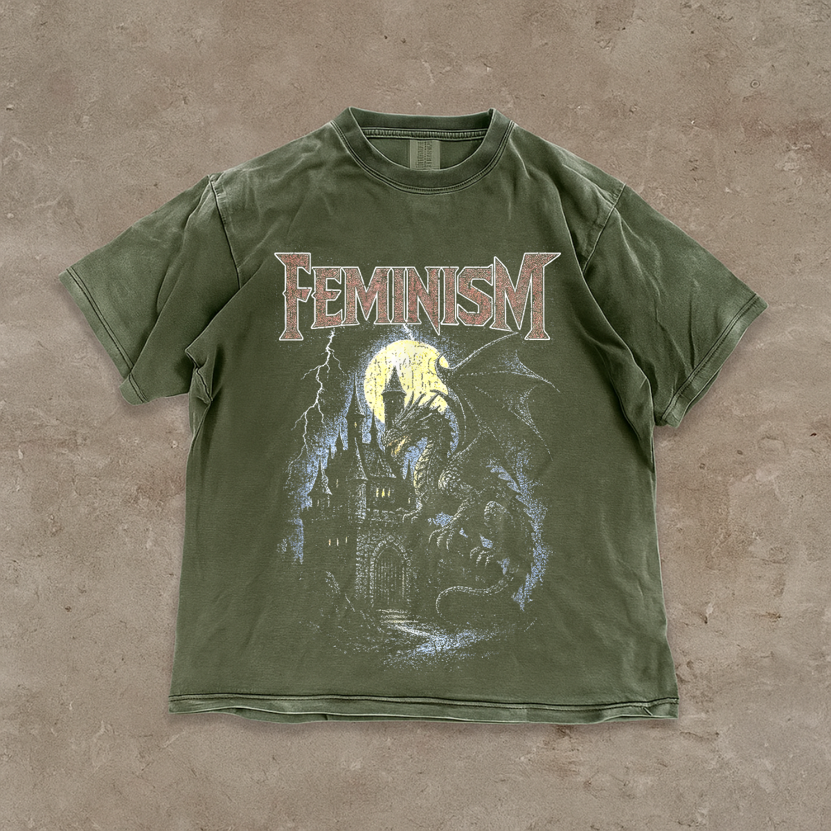 Feminism Dragon T Shirt Gothic Fantasy Castle Graphic Comfort Colors®