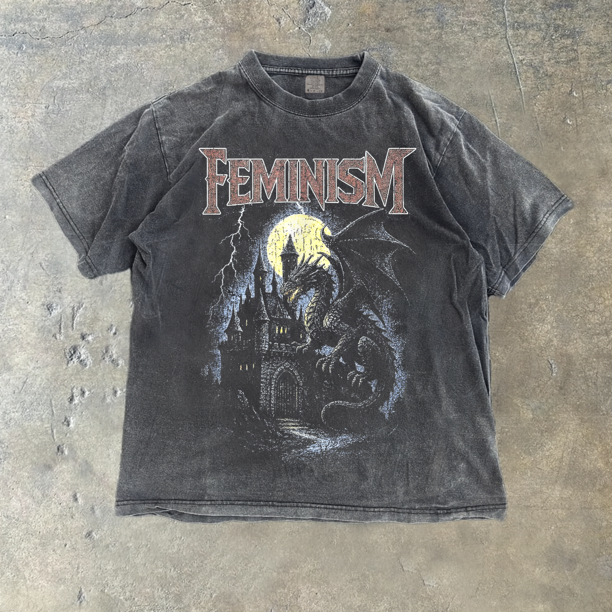 Feminism Dragon T Shirt Gothic Fantasy Castle Graphic Comfort Colors®