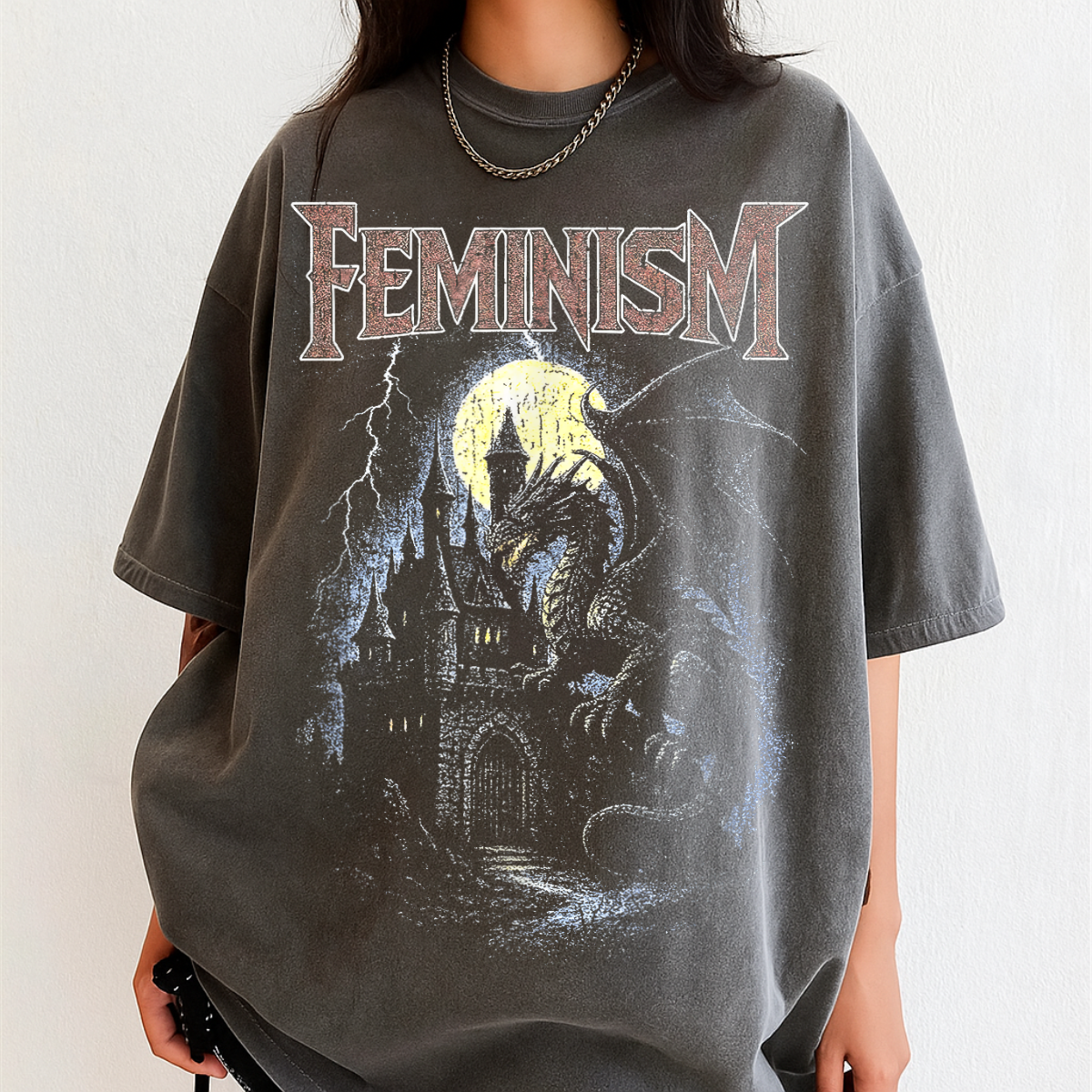 Feminism Dragon T Shirt Gothic Fantasy Castle Graphic Comfort Colors®